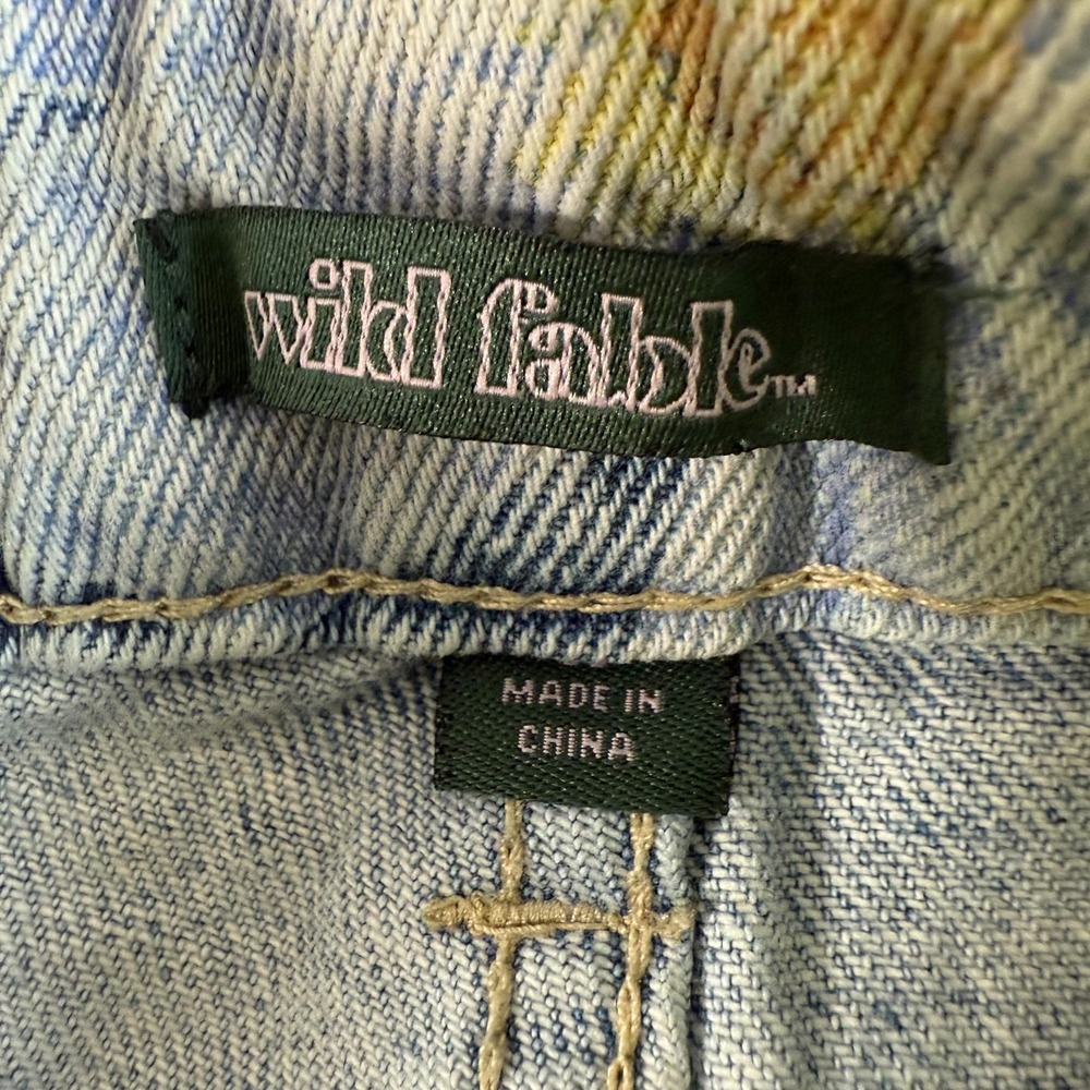 Wild Fable Jeans Women's Blue Floral Denim Light Wash Straight Relaxed Fit -‎ 00 - Picture 7 of 14